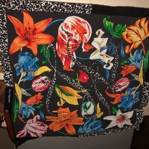 Karl Lagerfeld Tropical Print Vintage Silk Scarf ~ 34X34~Great Pattern